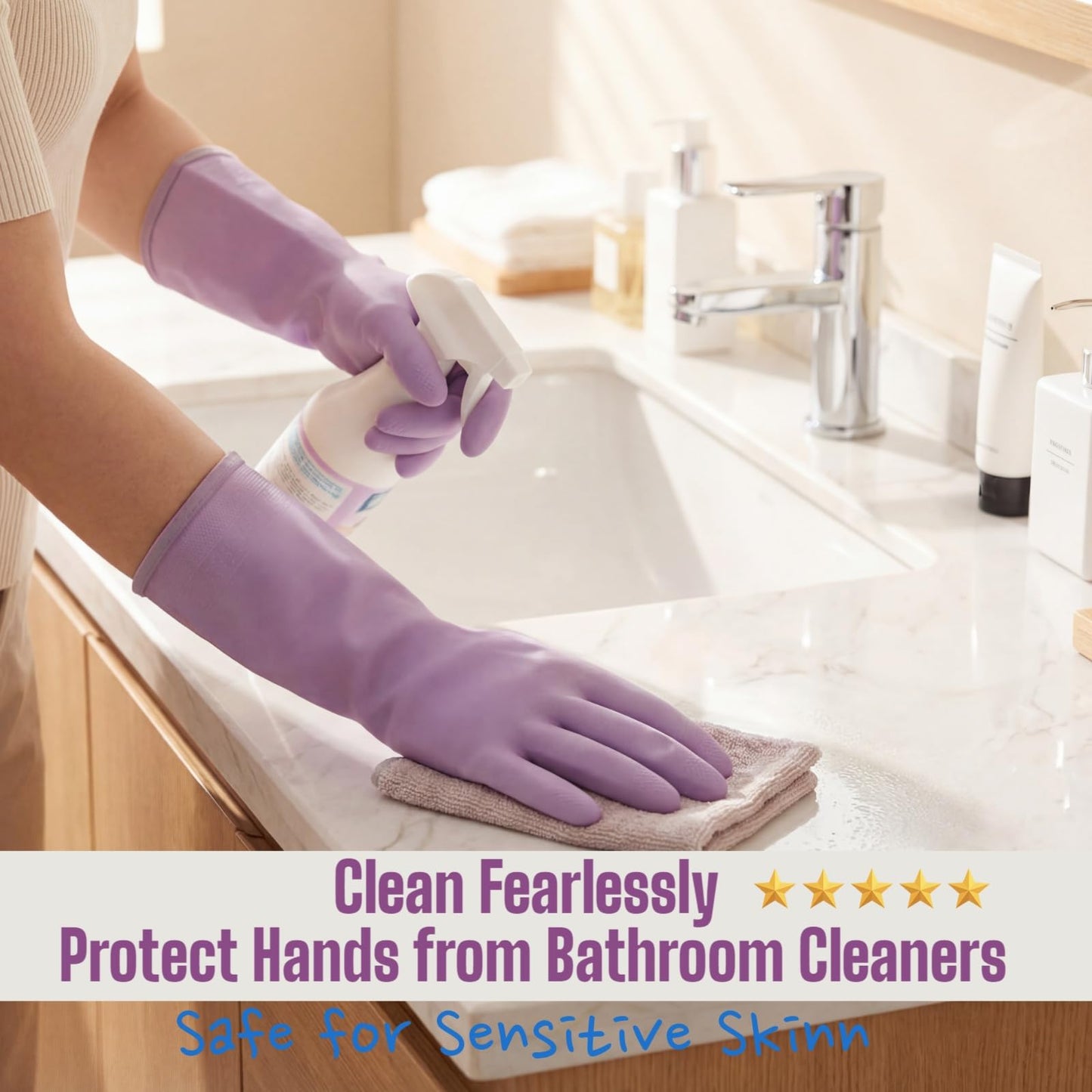 LIICHAAO 2-12 Pairs Gloves for cleaning bathroom,NO ODOR,Stay On Comfort Fit No Sweat No Stick Large size