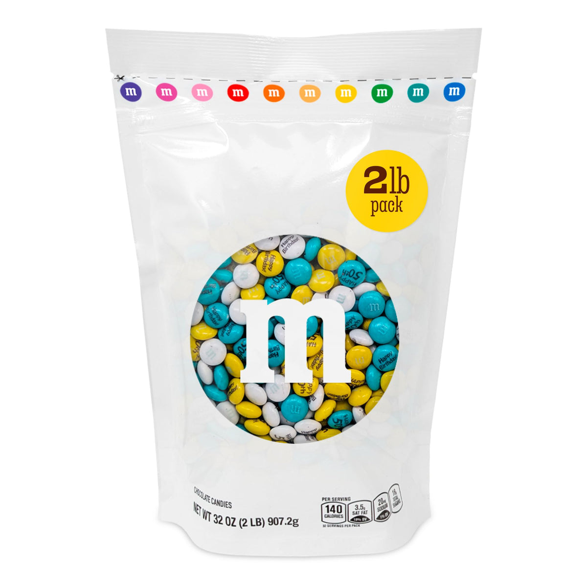 M&M'S 50th Birthday Milk Chocolate Candy, 2 lb Bulk Resealable Bag
