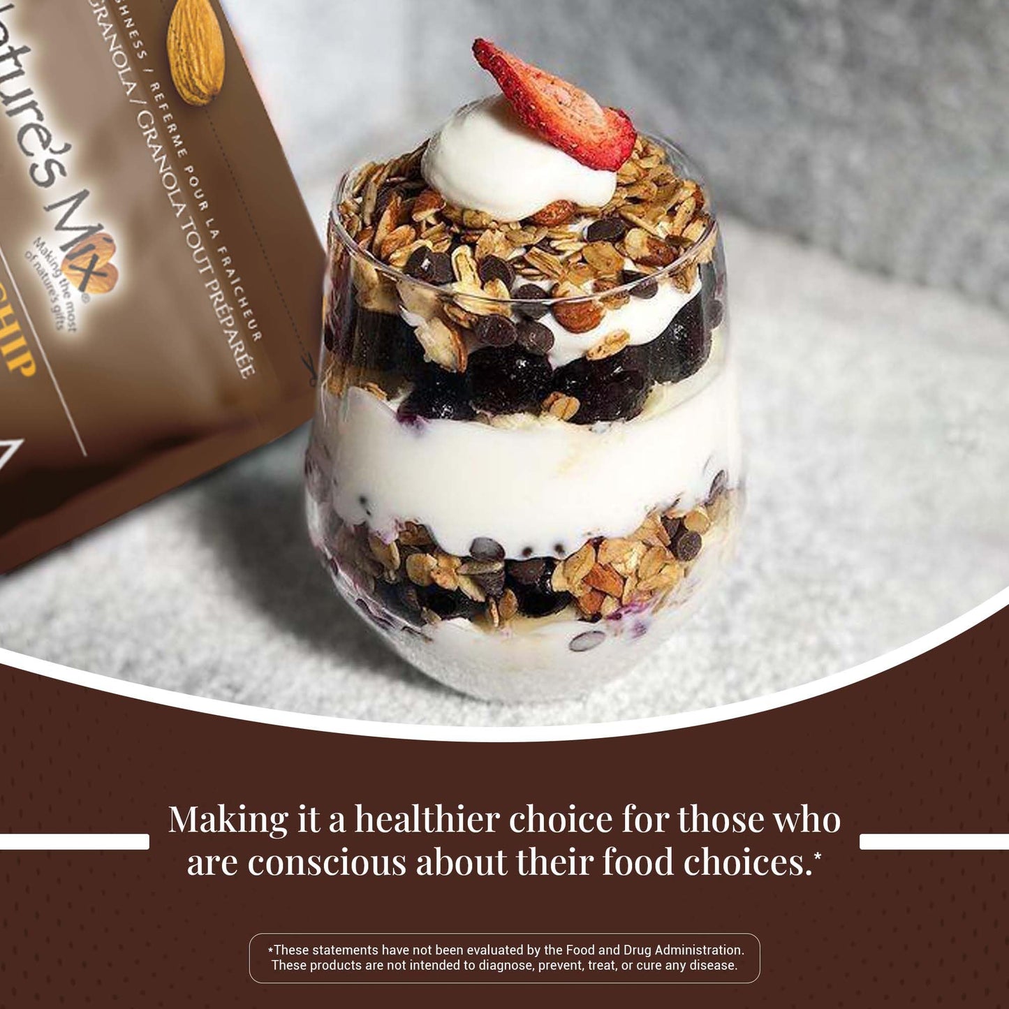 Nature's Mix - Chocolate Chip Granola (Dairy-Free) Almonds and Chocolate Chips - No Added Sugar, Soy, or Preservatives Kosher and Vegetarian - Large