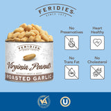 FERIDIES Roasted Garlic Virginia Peanuts Snacks Gourmet, Extra Large, 18oz Resealable Tin