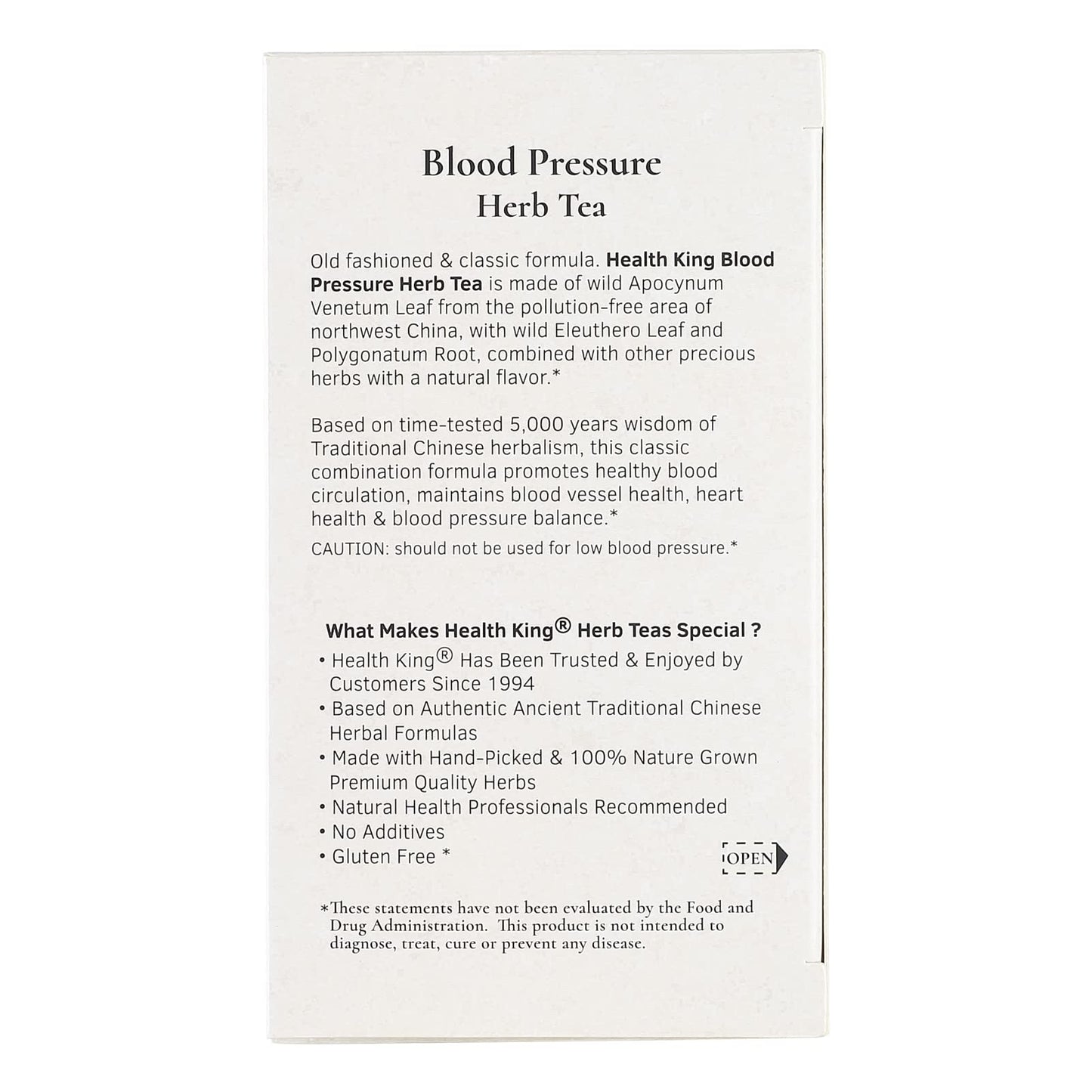 Health King Blood Pressure Herb Tea, Teabags, 20 Count Box
