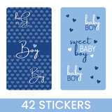 Blue It's a Boy Baby Shower Wrappers for Mini Chocolate Bars, Sweet Baby Boy Party Favor Candy Labels - 42 Count