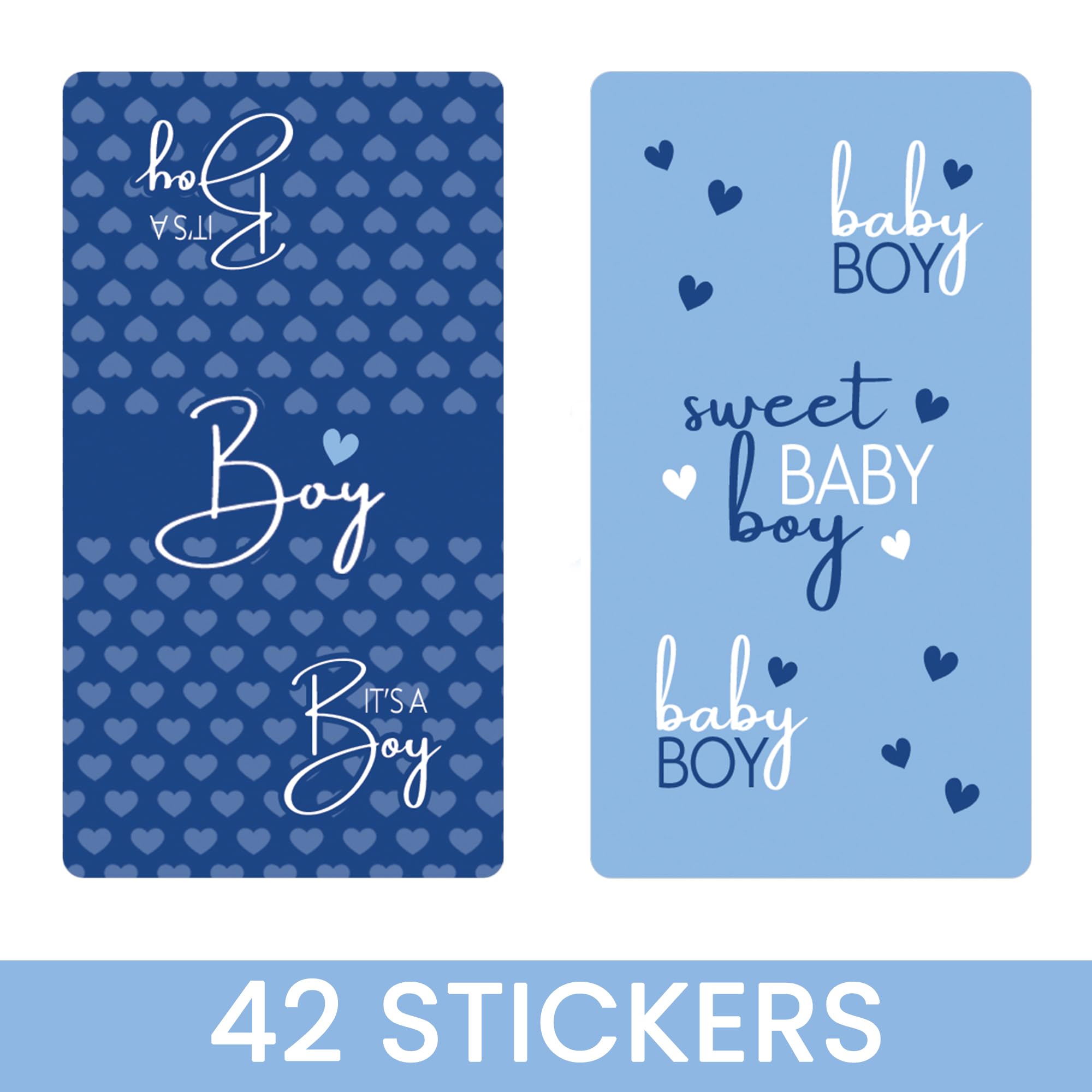 Blue It's a Boy Baby Shower Wrappers for Mini Chocolate Bars, Sweet Baby Boy Party Favor Candy Labels - 42 Count