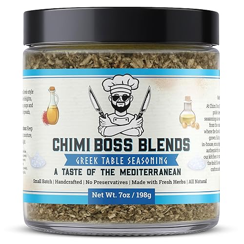 Chimi Boss Greek Table Seasoning, 7oz of Zest - All-Purpose Mediterranean Herb Blend for Chicken, Veggies, Lamb, Fish and More - All Natural Bold