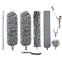 Microfiber Feather Duster with Extension Pole 100 Inches, (8 PCS), Cleaning Brush, Dusters for Cleaning High Ceilings, Cobwebs, Blinds, Cars