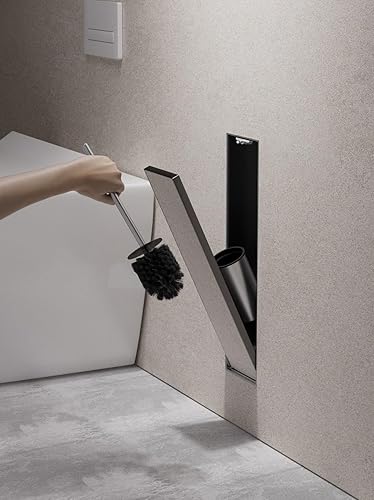 Stainless Steel Recessed Toilet Brush Holder - Invisible in-Wall Bathroom Niche Cabinet with Tileable Door, Enclosed Storage, Hygienic & Space-Saving