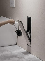 Stainless Steel Recessed Toilet Brush Holder - Invisible in-Wall Bathroom Niche Cabinet with Tileable Door, Enclosed Storage, Hygienic & Space-Saving