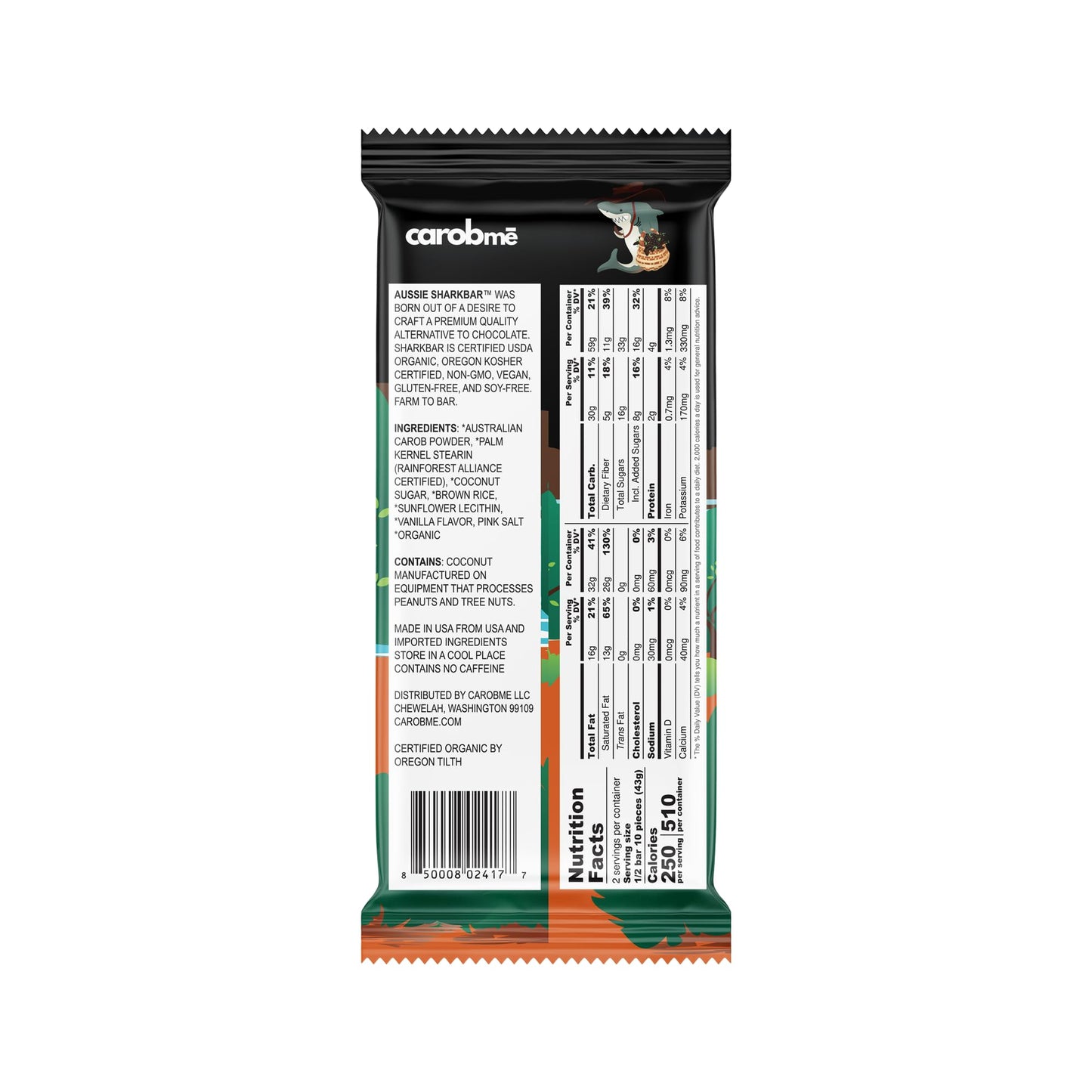 CAROBME ORGANIC KOALA KRUNCH CAROB BAR | Vegan Soy Free Gluten-Free | Caffeine Free Substitute for Chocolate, Candy and chocolate bars