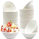 Haawooky 100 Pack White Disposable Paper Bowls, 8oz Natural Compostable, Eco-friendly Paper Biodegradable Bowls for Party, Salad, Dessert