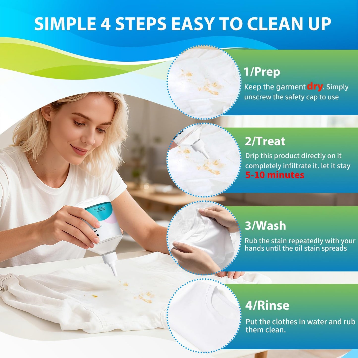 Mungoone Clothes Grease Stain Remover, Newborn & Baby Essentials, Laundry Stain Treatment, Stain Remover for Oil Grease, Ink Stains, Foods & Vegetable