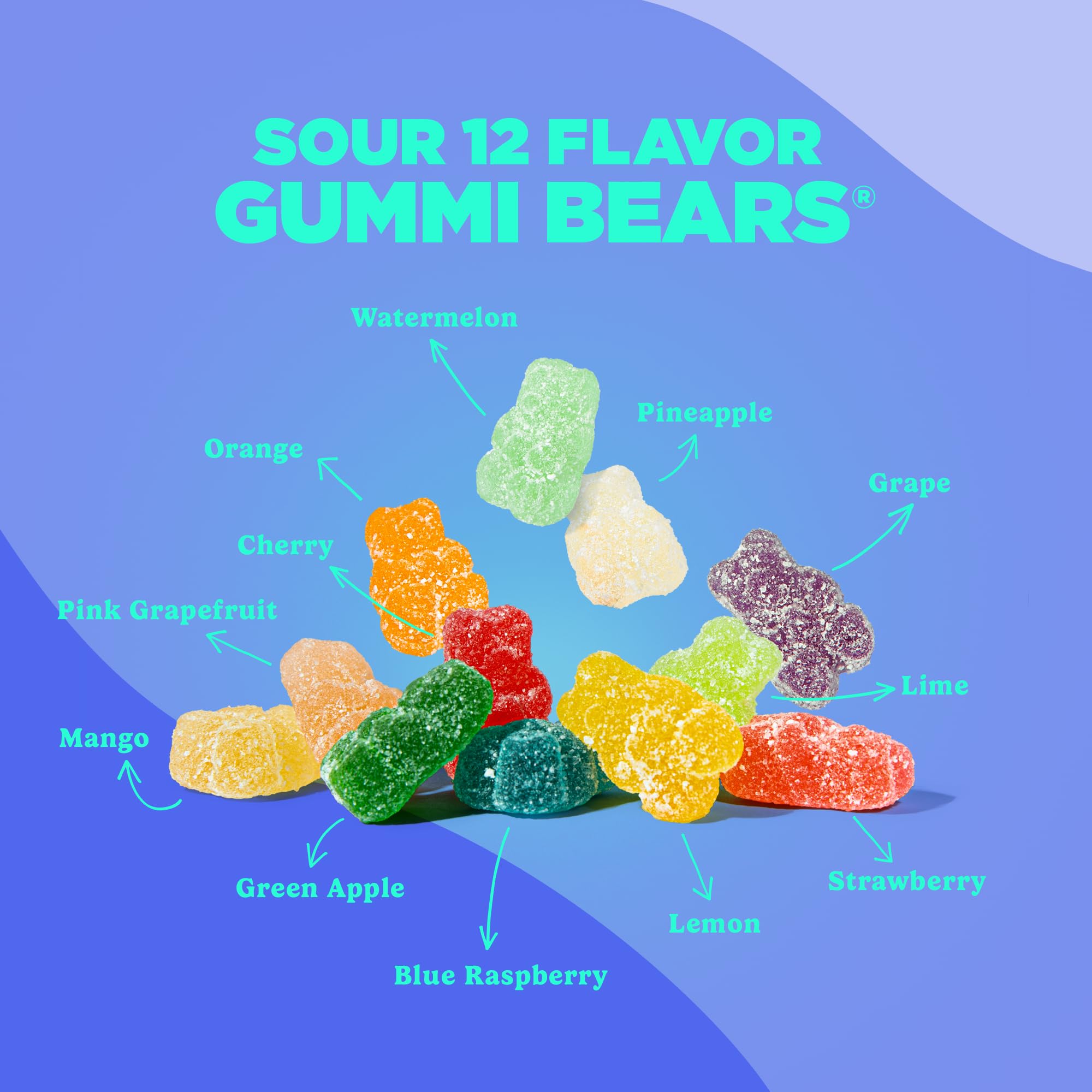 Albanese World's Best Sour 12 Flavor Gummi Bears | 32oz Bag of Candy | 12 Unique Super Sour Flavors, Gluten Free, Fat Free, Soft and Chewy Gummy Bears