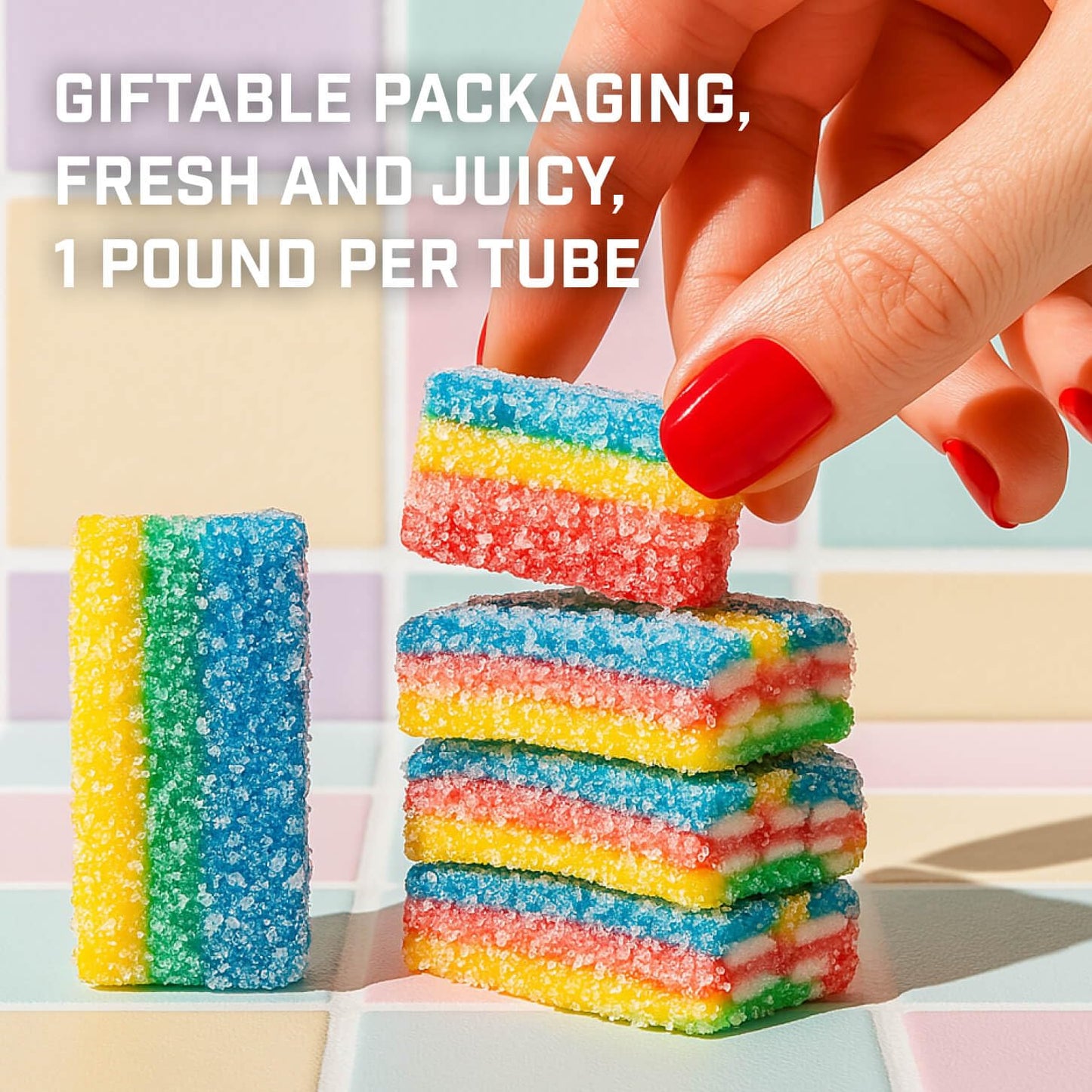 Licorice.com | Sweet & Sour Licorice Petite Bricks | Soft & Chewy Licorice | Rainbow & Strawberry | Blend of Fruity Undertones & Twirls of Tang | Pack