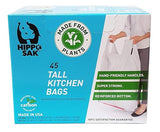 Hippo Sak - Plant Based Tall Kitchen Garbage Bags with Ergonomic Handles - 13 Gallon Trash Bags - Recyclable & Eco Friendly - Super Strong and Leak