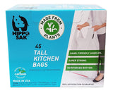 Hippo Sak - Plant Based Tall Kitchen Garbage Bags with Ergonomic Handles - 13 Gallon Trash Bags - Recyclable & Eco Friendly - Super Strong and Leak