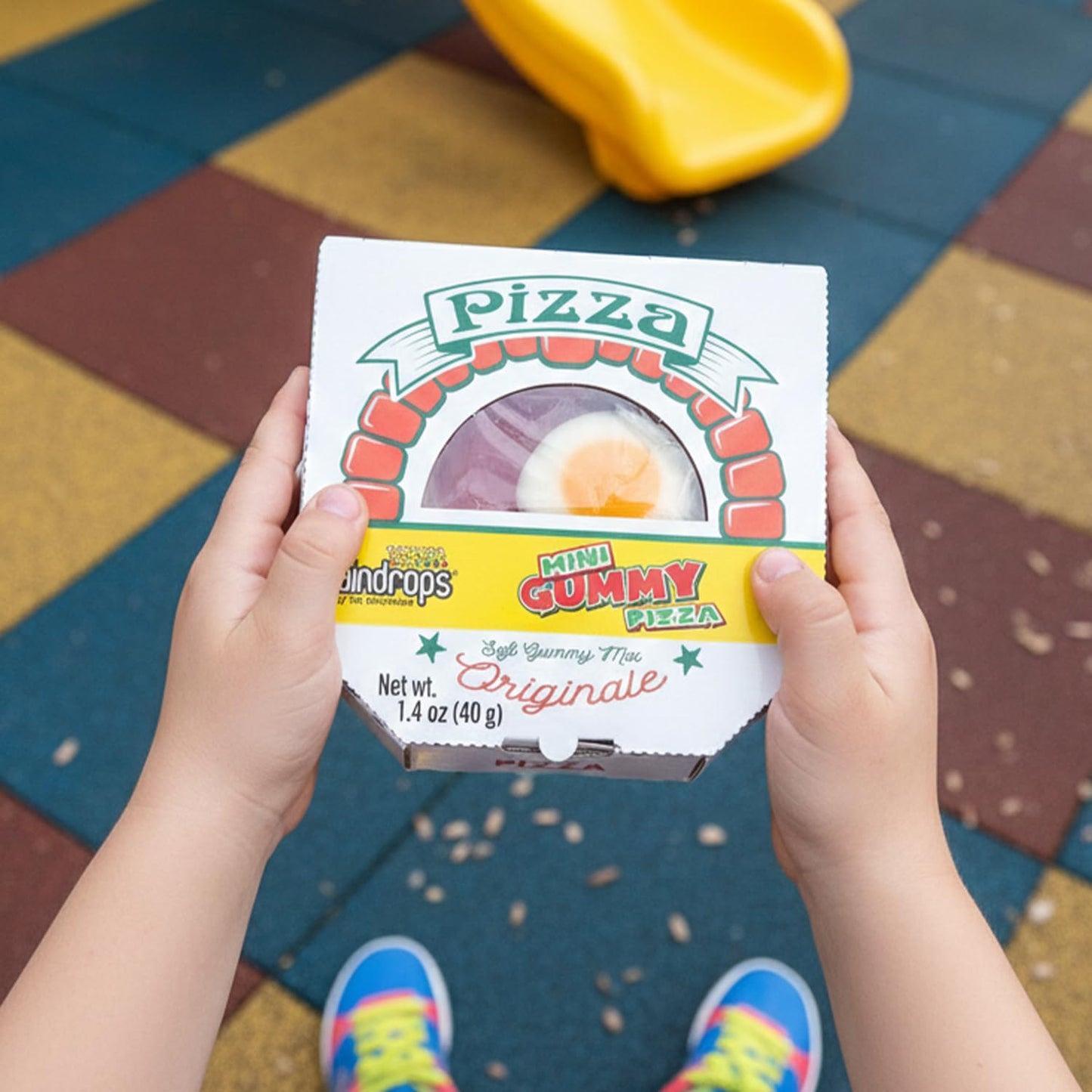 Raindrops Mini Gummy Pizza Candy, 1.4 Oz (Pack of 1) - Fun & Vibrant Pizza Gummies - Made with Delicious & Various Candies - Perfect for Parties