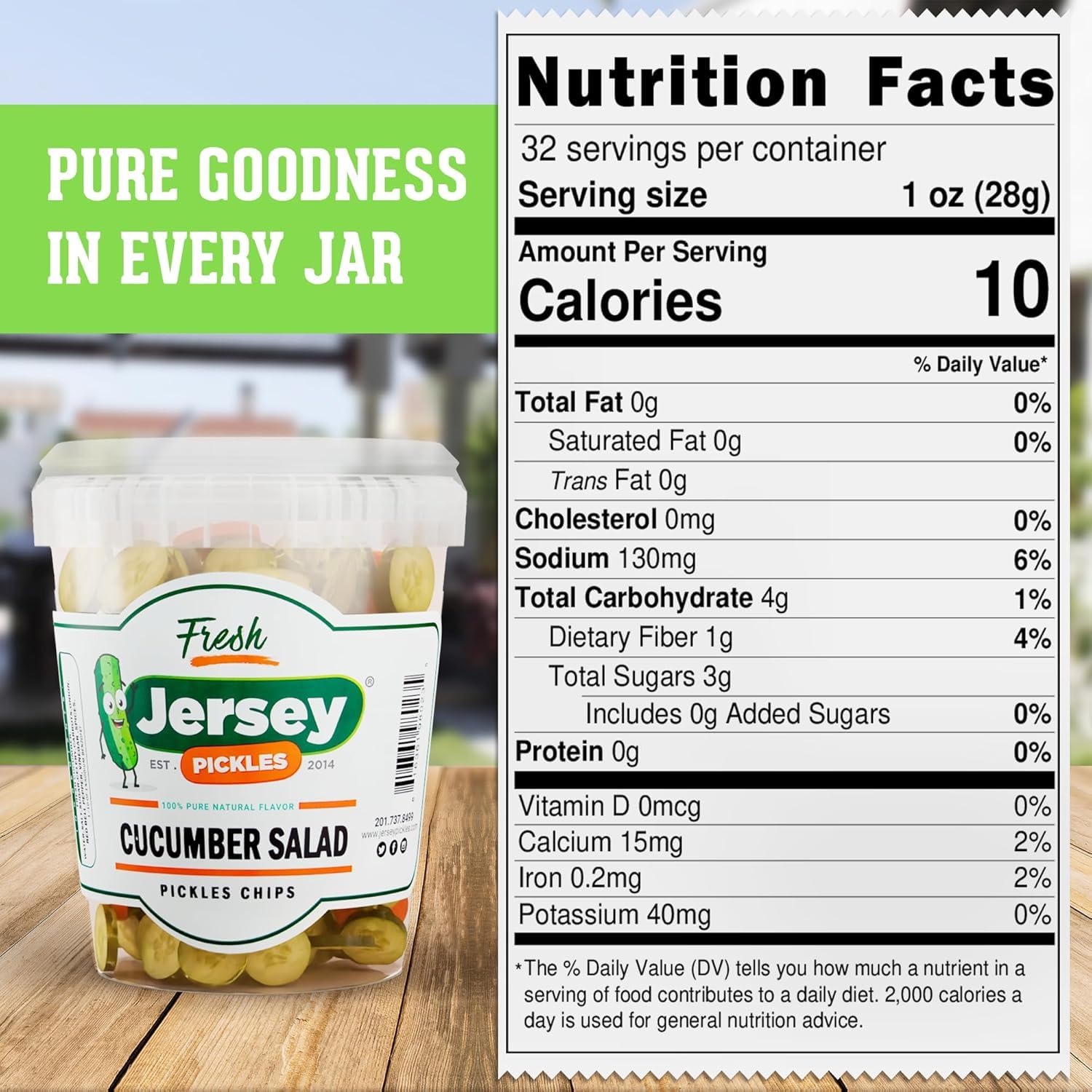 Jersey Pickles - Cucumber Salad (Quart) - Fresh, Keto-Friendly, and Perfect for Snacks, Sandwiches, or Salads - The perfect Pickle Jars Cornichon