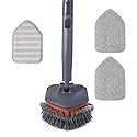 CLEANHOME Tub Tile Scrubber Brush with 3 Different Function Cleaning Pads and 56" Extendable Long Handle-No Scratch for Cleaning Bathroom Kitchen