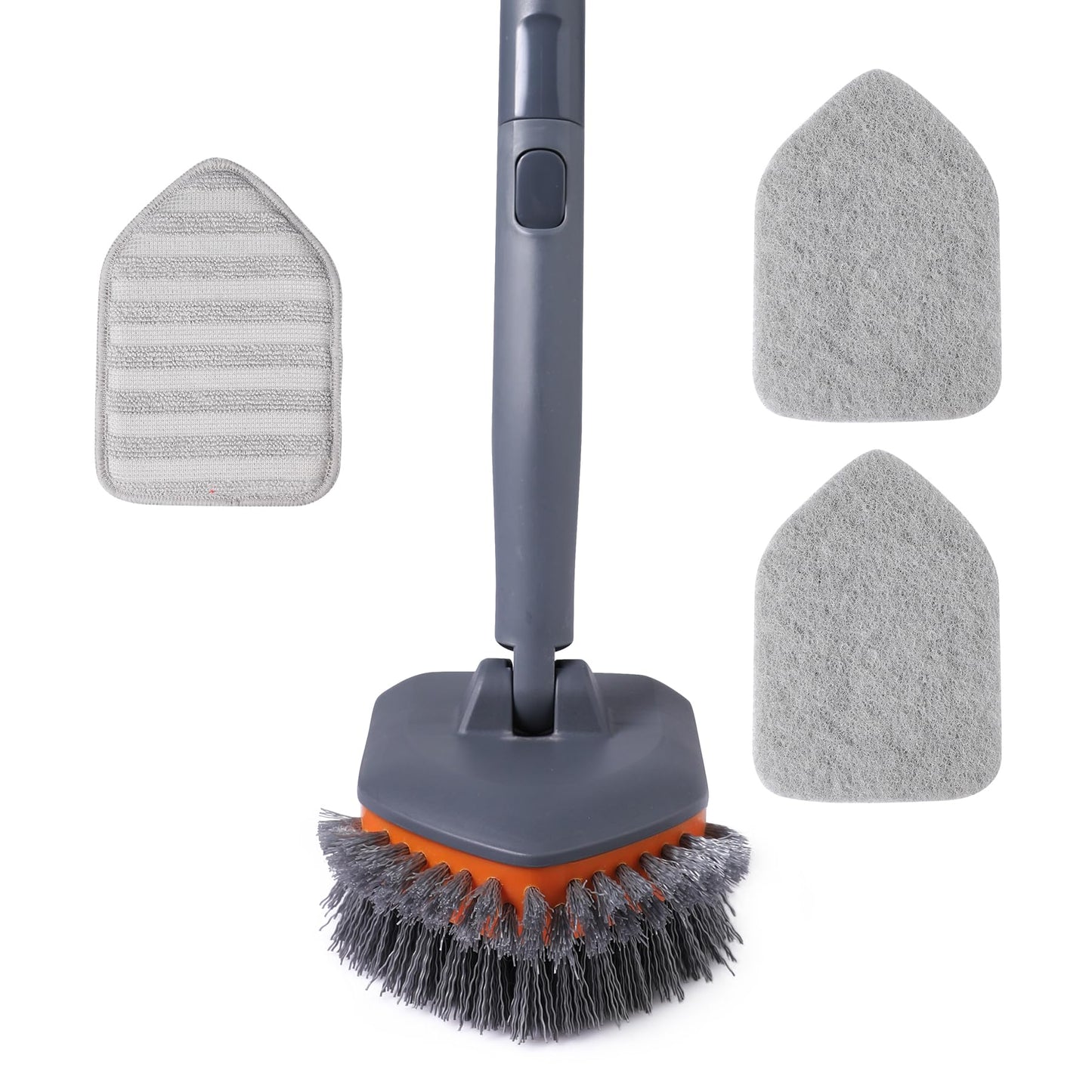 CLEANHOME Tub Tile Scrubber Brush with 3 Different Function Cleaning Pads and 56" Extendable Long Handle-No Scratch for Cleaning Bathroom Kitchen