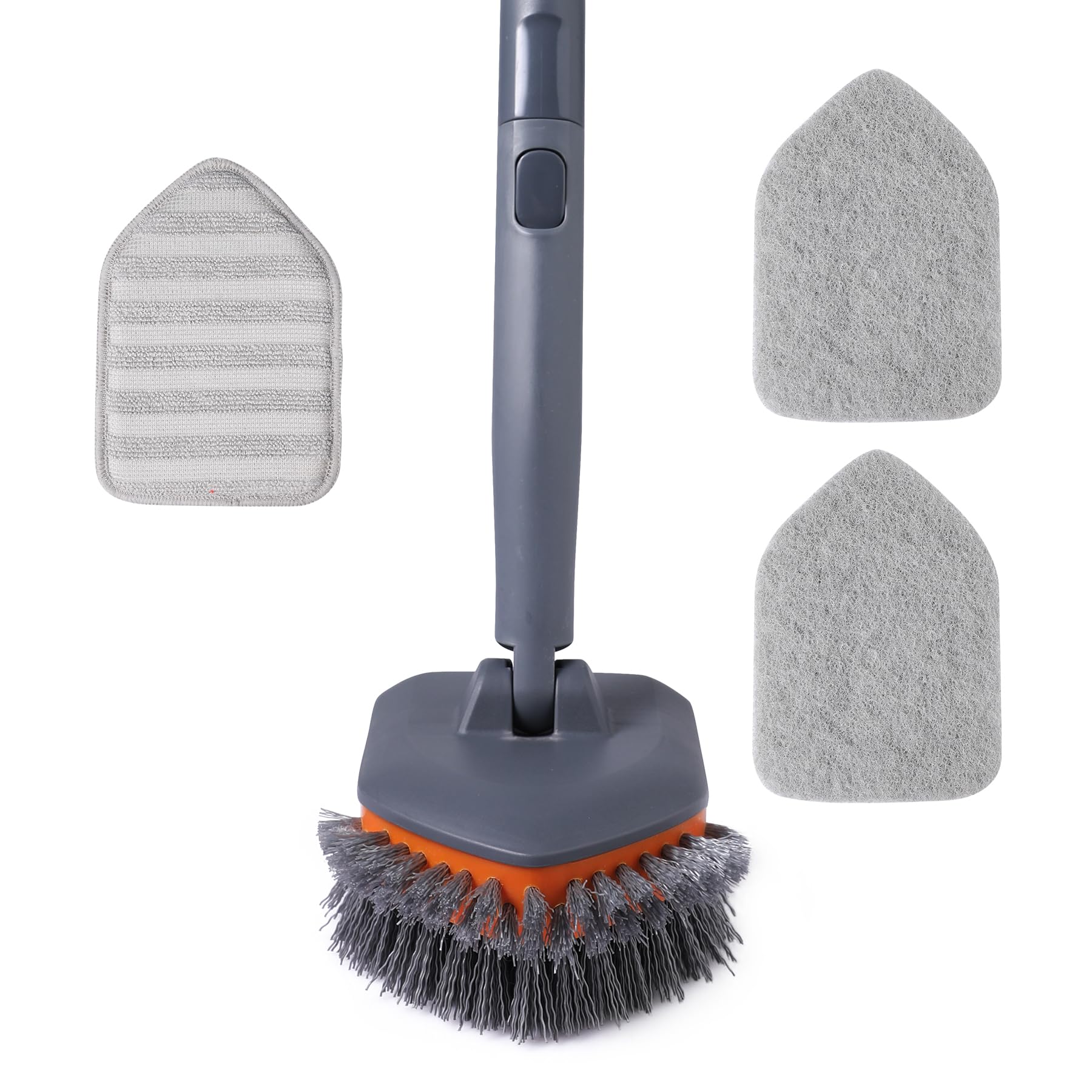 CLEANHOME Tub Tile Scrubber Brush with 3 Different Function Cleaning Pads and 56" Extendable Long Handle-No Scratch for Cleaning Bathroom Kitchen