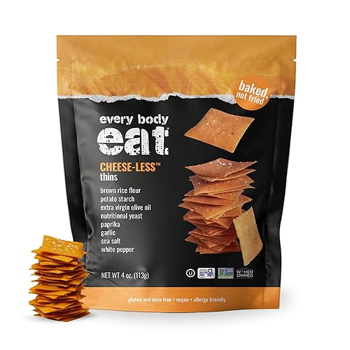 Every Body Eat Gluten Free Crackers, Cheese-Less - Healthy Snacks, Vegan Cheddar Style Crackers, Dairy Free, Seed Oil Free Snack Crackers (Pack of 2)
