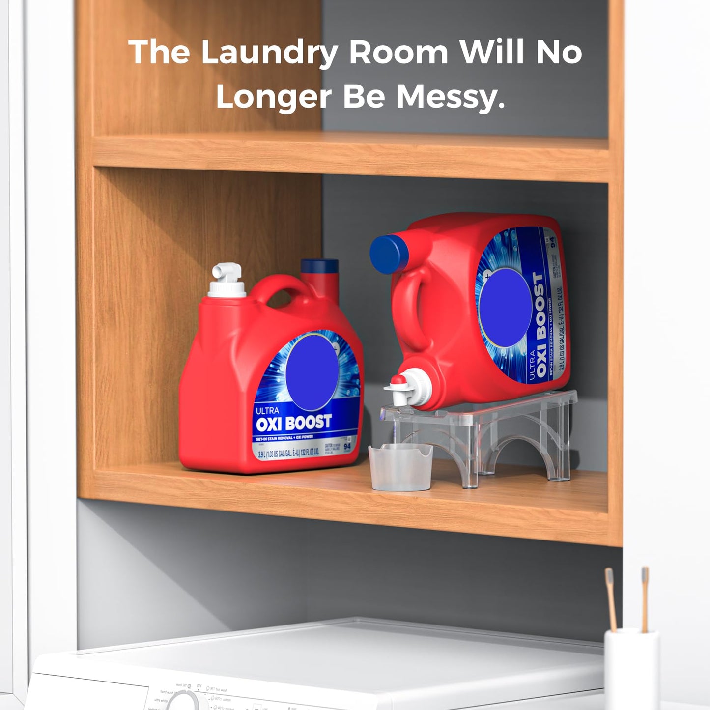 ZHANDEYUA Liquid Laundry Holder, Stand for Laundry Room Organization and Storage, laundry detergent dispenser (Clear) (1Pack)