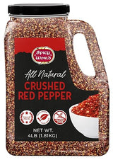 Crushed Red Pepper Flakes 4 LB Bulk Jar (64 Oz) - All Natural, Pure, Chilli Flakes Hot Pepper, Great on Pasta and Pizza by Spicy World - Can Also Be