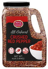Crushed Red Pepper Flakes 4 LB Bulk Jar (64 Oz) - All Natural, Pure, Chilli Flakes Hot Pepper, Great on Pasta and Pizza by Spicy World - Can Also Be