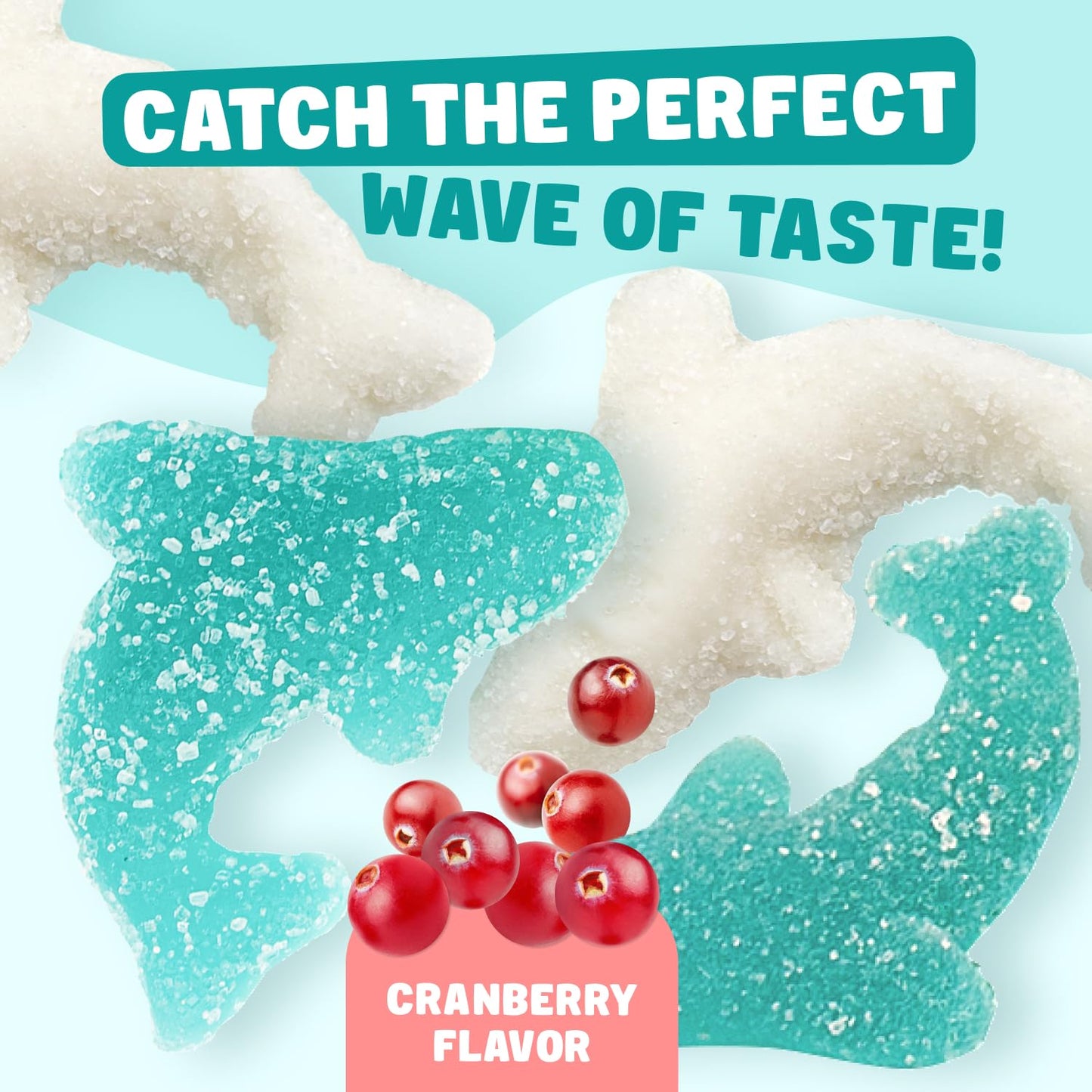 Guatemalan Gummy Sharks 3 lb - Gelatin Based, Perfectly Chewy, Cranberry Flavored, Jelly Fruit Candy Bulk in Resealable Bag, Light Sugar Coating
