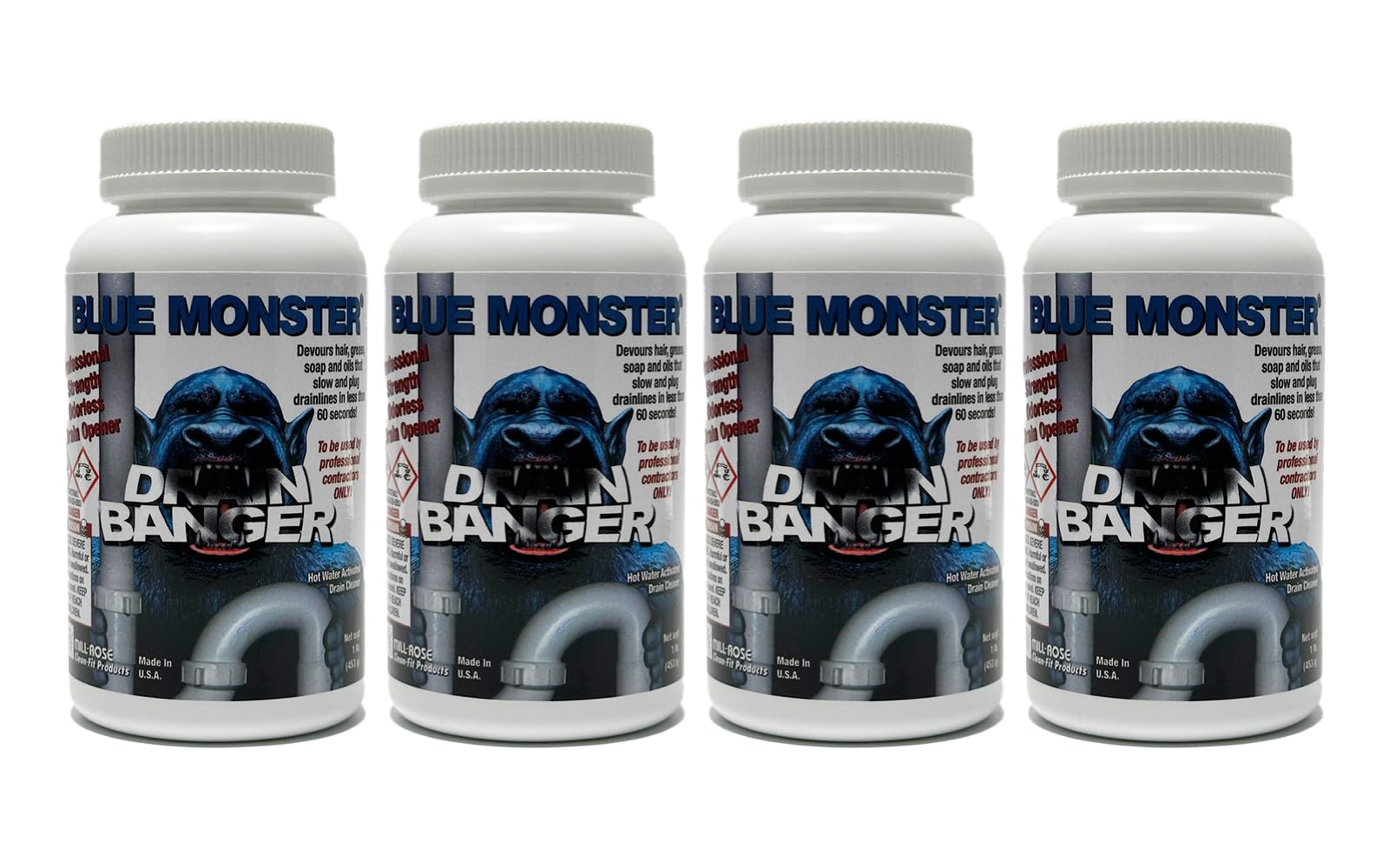 Set of 4 Blue Monster Drain Banger Drain Cleaner