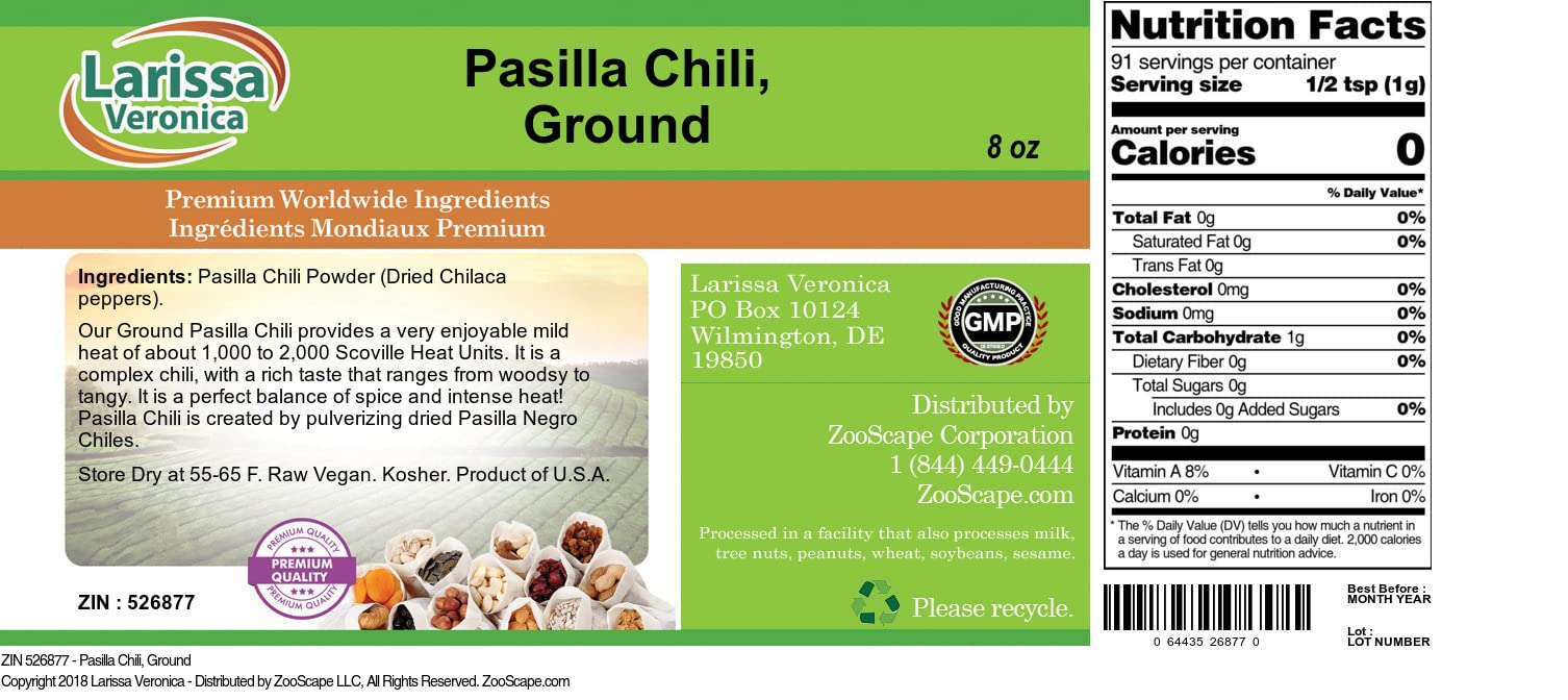 Pasilla Chili, Ground (8 oz, ZIN: 526877) - 2 Pack