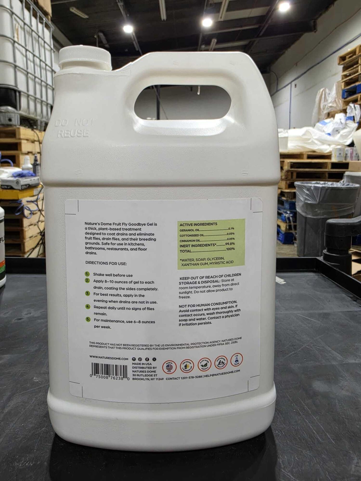 Nature’s Dome Drain Fly Killer Gel - 1 Gallon - Kills & Prevents Drain Flies, Fruit Flies & Sewer Flies - Natural Plant-Based Treatment for Sinks