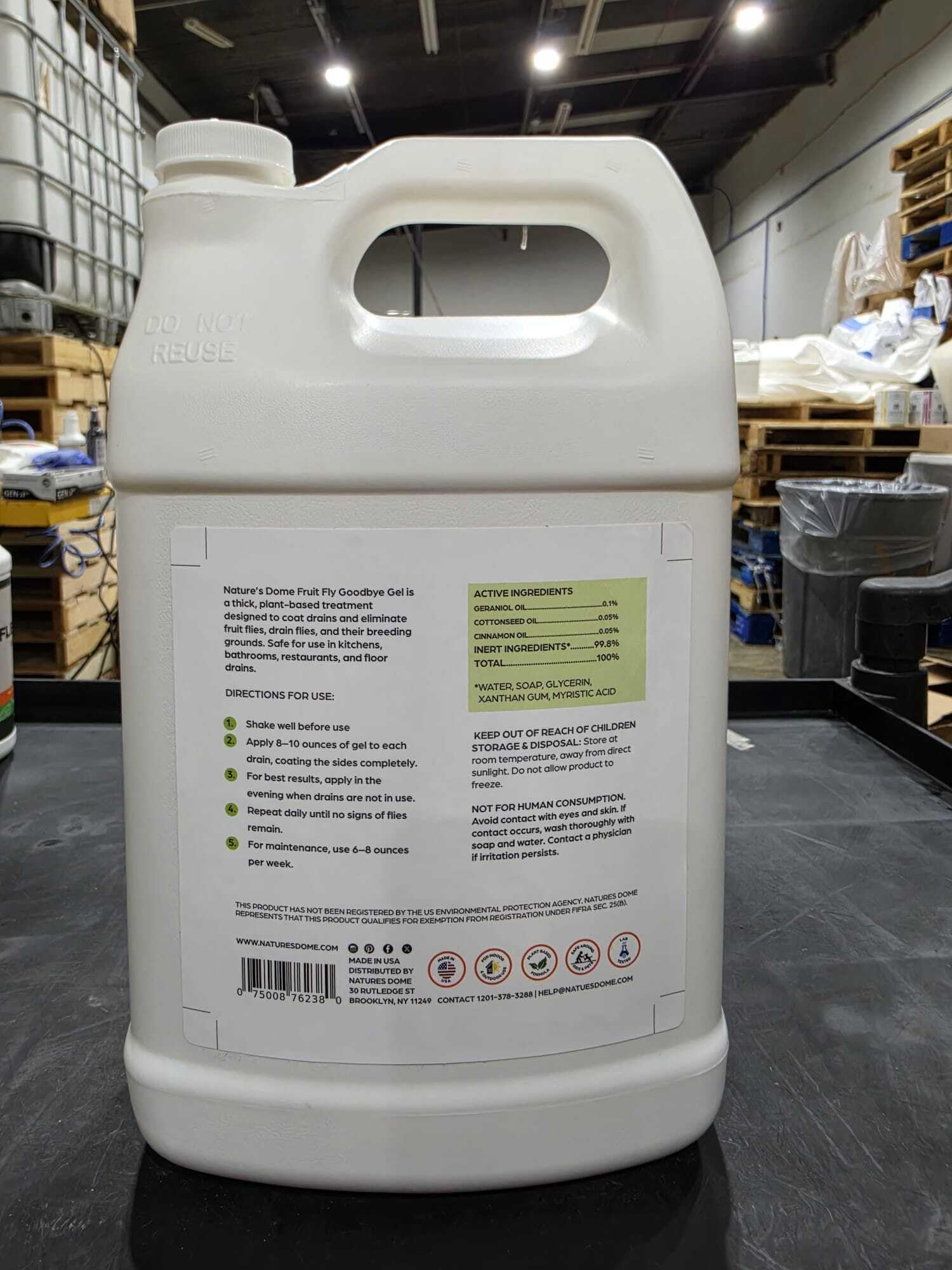 Nature’s Dome Drain Fly Killer Gel - 1 Gallon - Kills & Prevents Drain Flies, Fruit Flies & Sewer Flies - Natural Plant-Based Treatment for Sinks