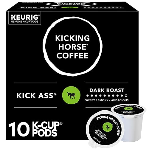 Kicking Horse Coffee, Kick Ass, Single Serve Keurig K-Cup Pods, Dark Roast Coffee, 10-Count Box