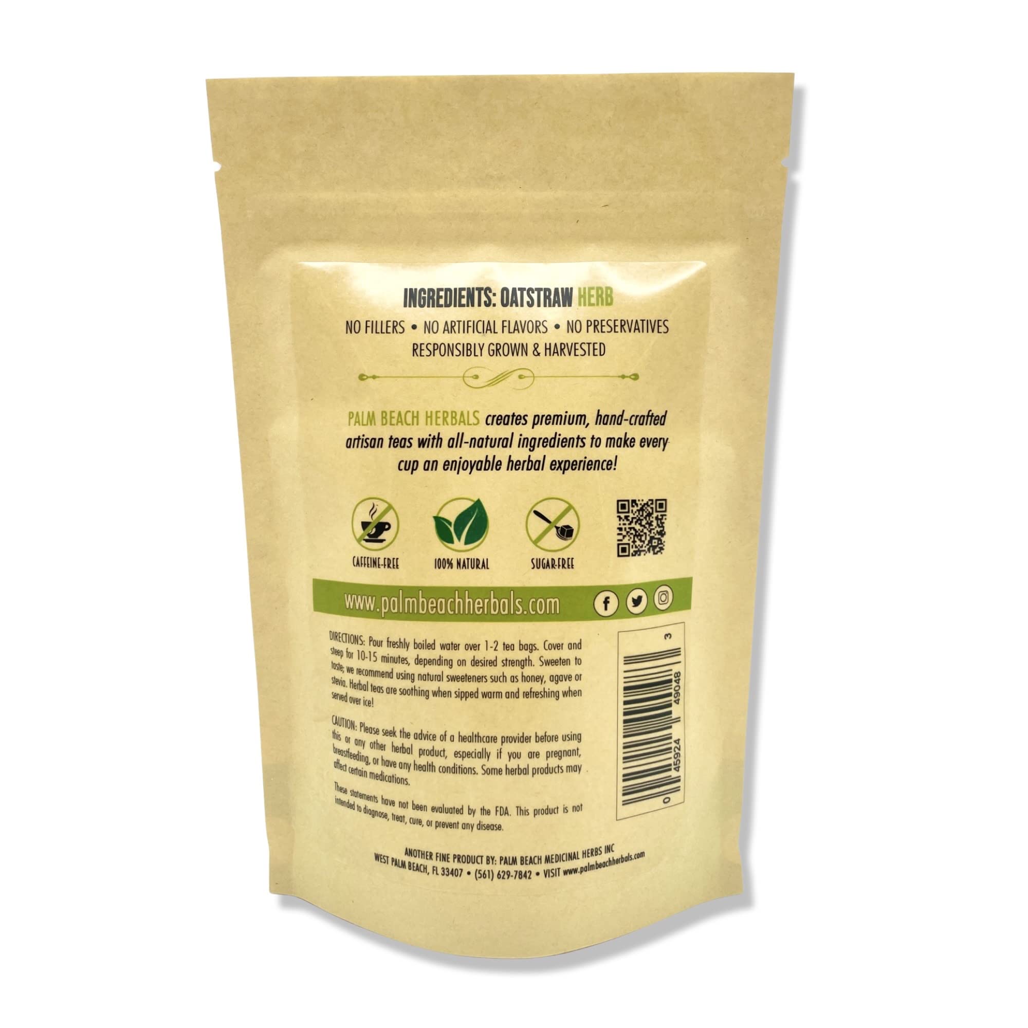Palm Beach Medicinal Herbs - Oatstraw Tea - Pure Herbal Tea Series, 30ct
