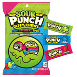 Sour Punch Taffy Candy Chews - 7 oz Bag (Pack of 1) - (Strawberry, Blue Raspberry, Green Apple) - Individually Wrapped Chewy Candy - Fun Sour Chewy