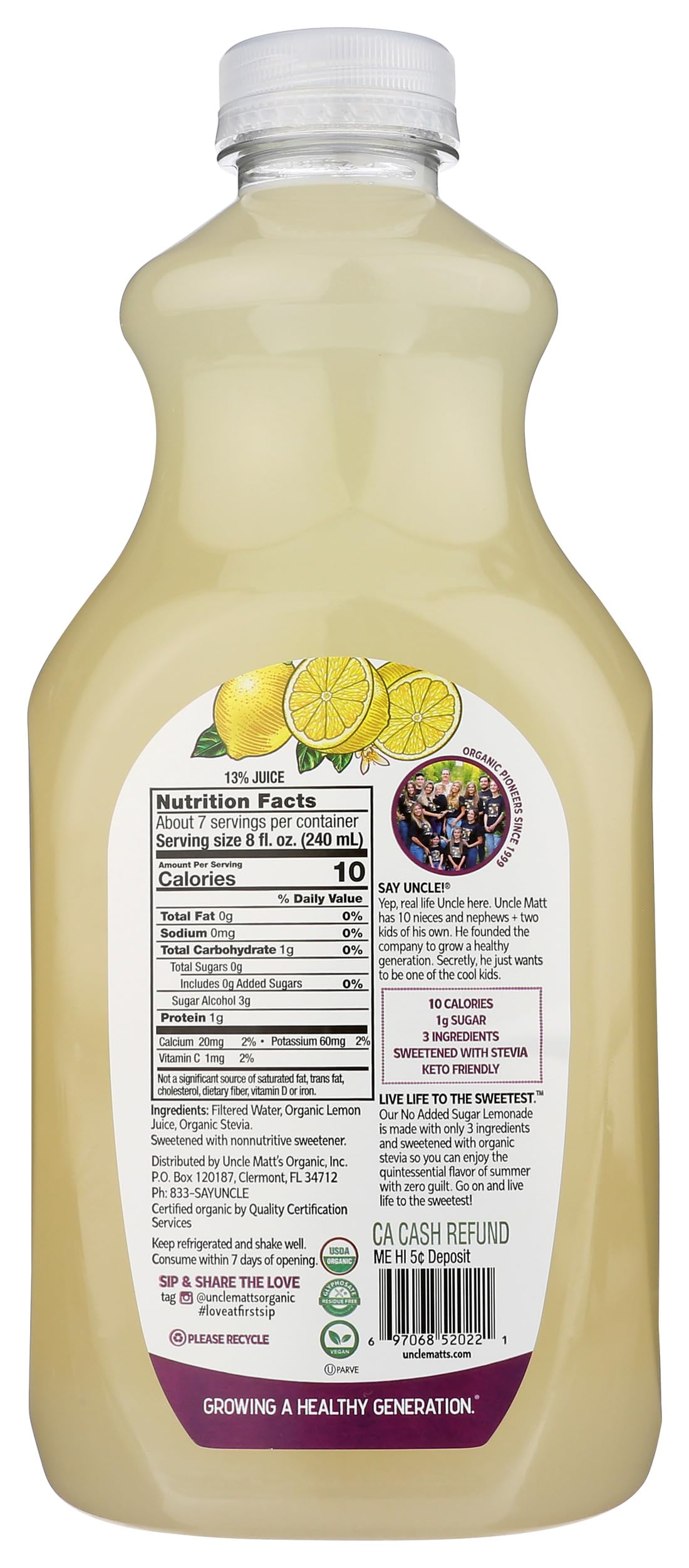 UNCLE MATTS ORGANIC LEMONADE NSA 52 FO