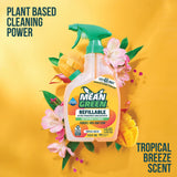 Mean Green Refillable Ultra Powered Bathroom Cleaner Concentrate, Tropical Breeze, 14.3 fl oz - Plant & Mineral Based, Removes 100% of Soap Scum