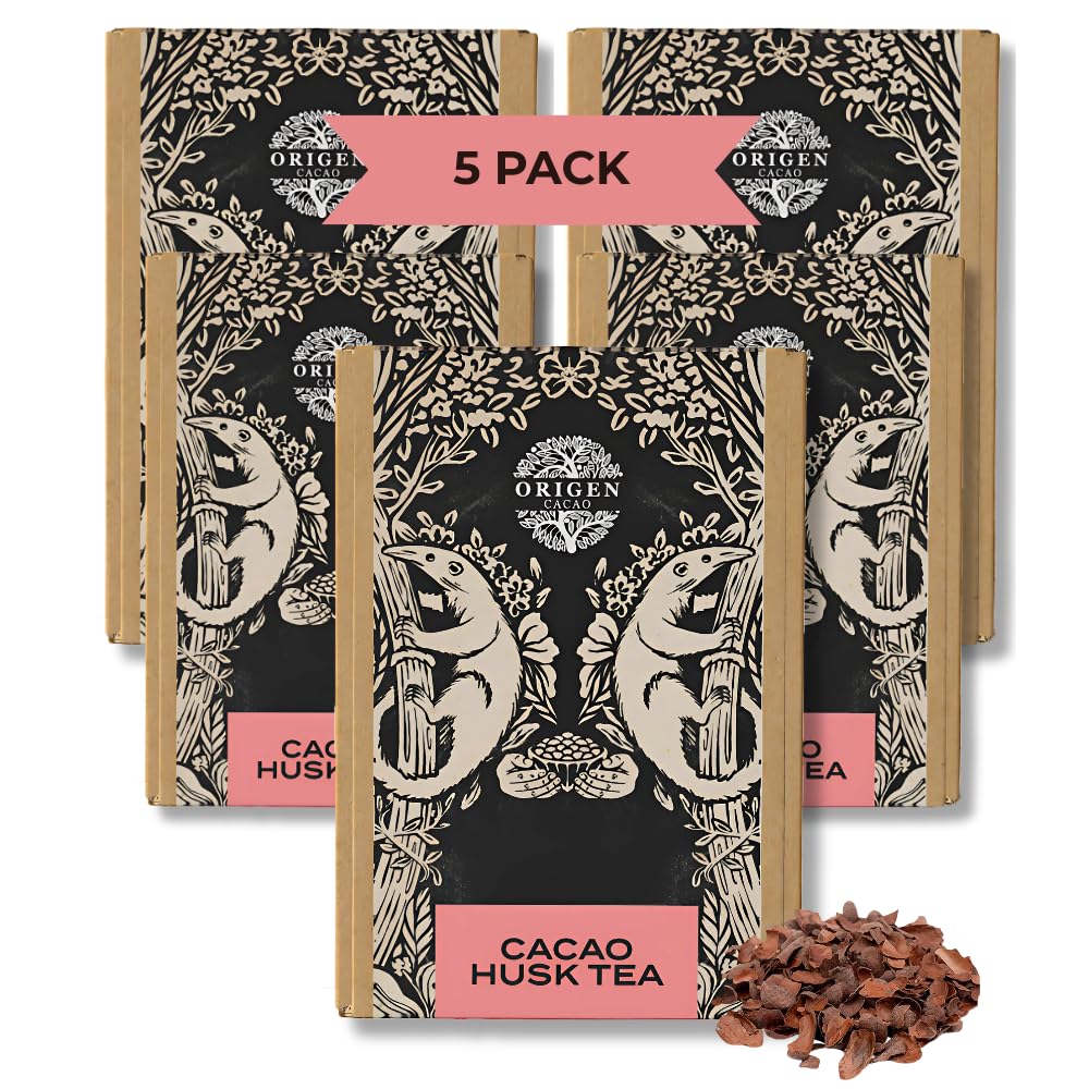 Origen Cacao Husk Tea - 100% Natural Cacao Shell - Zero Sugar, Caffeine-Free Superfood - Healthy Chocolate Tea Alternative to Coffee - Rich in