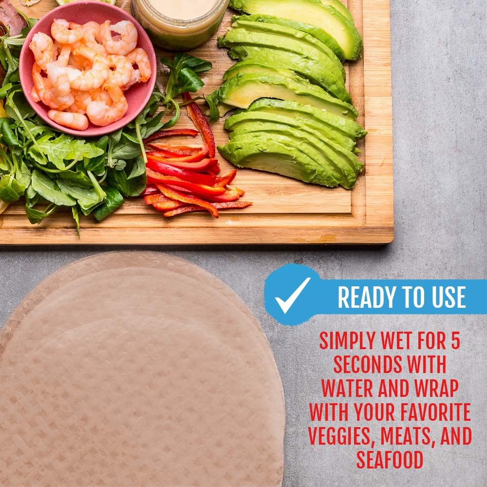 Best of Thailand [Round] Brown Rice Paper Wraps 1 Pack | Perfect for Fresh Spring Rolls & Dumplings | Non-GMO, Gluten-Free, Vegan & Paleo | Kosher