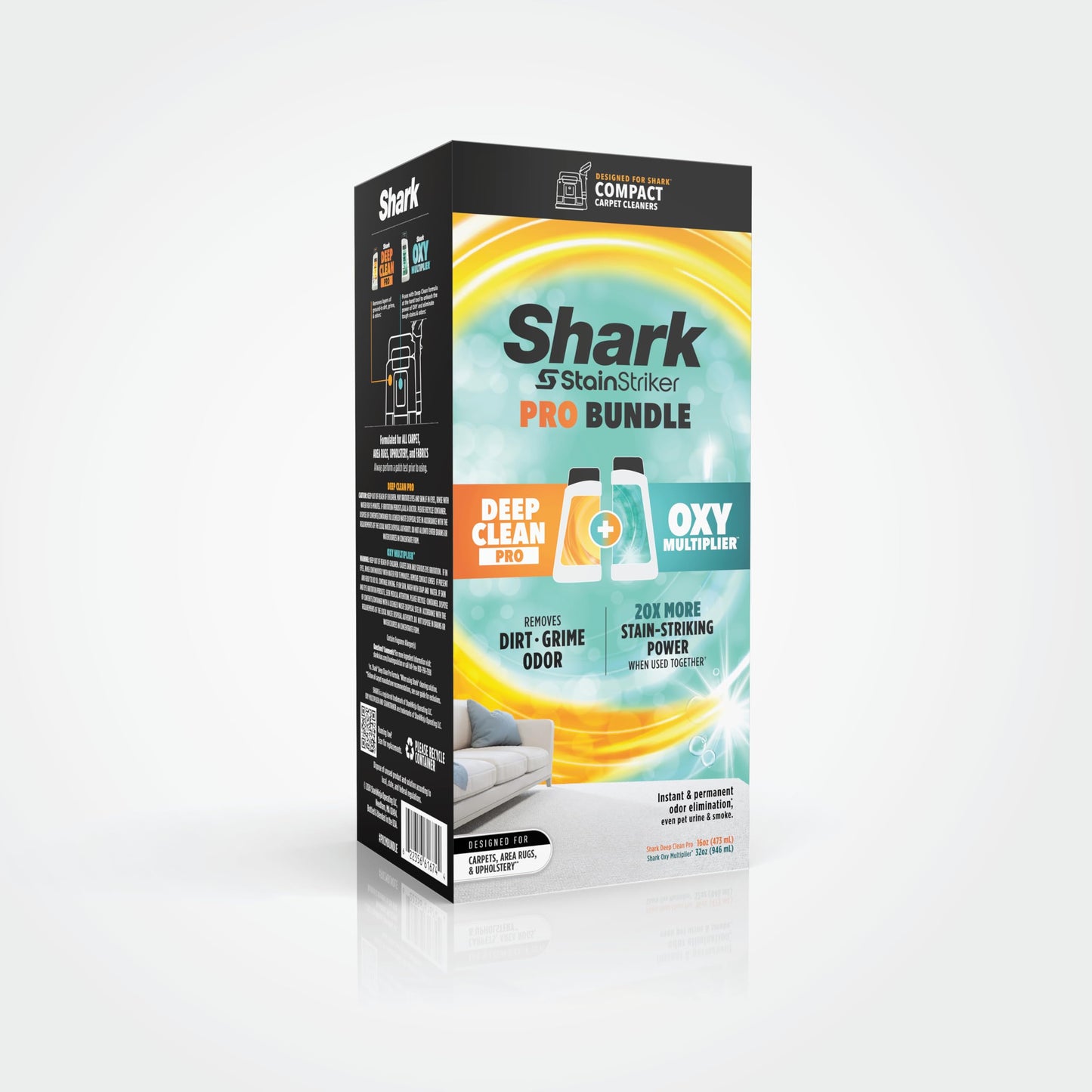 Shark StainStriker Cleaning Solution Bundle for Portable Cleaners, Carpet and Area Rug Formula, Instantly Eliminates Odors, Includes 32 oz OXY