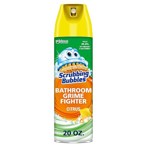 Scrubbing Bubbles Bathroom and Shower Cleaner Aerosol, Foaming Action Bathroom Grime Fighter, Citrus Scent, 20oz (Pack of 1)
