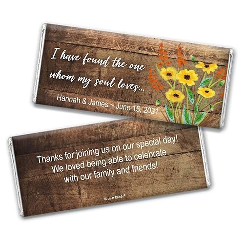 Rustic Wedding Favors for Guests Personalized Chocolate Bars (12 Pack) - Bridal Shower Favors for Guests, Wedding Candy