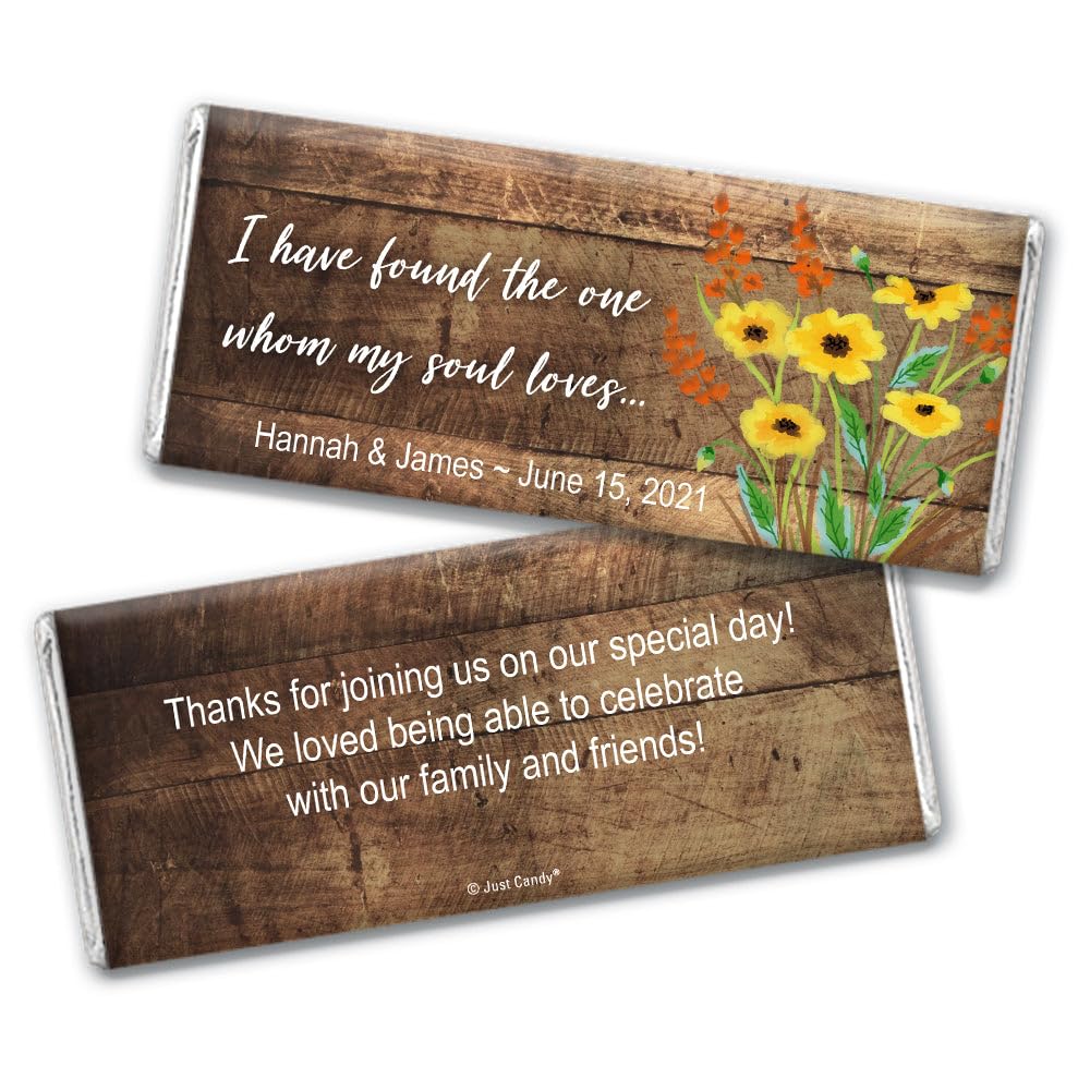 Rustic Wedding Favors for Guests Personalized Chocolate Bars (12 Pack) - Bridal Shower Favors for Guests, Wedding Candy
