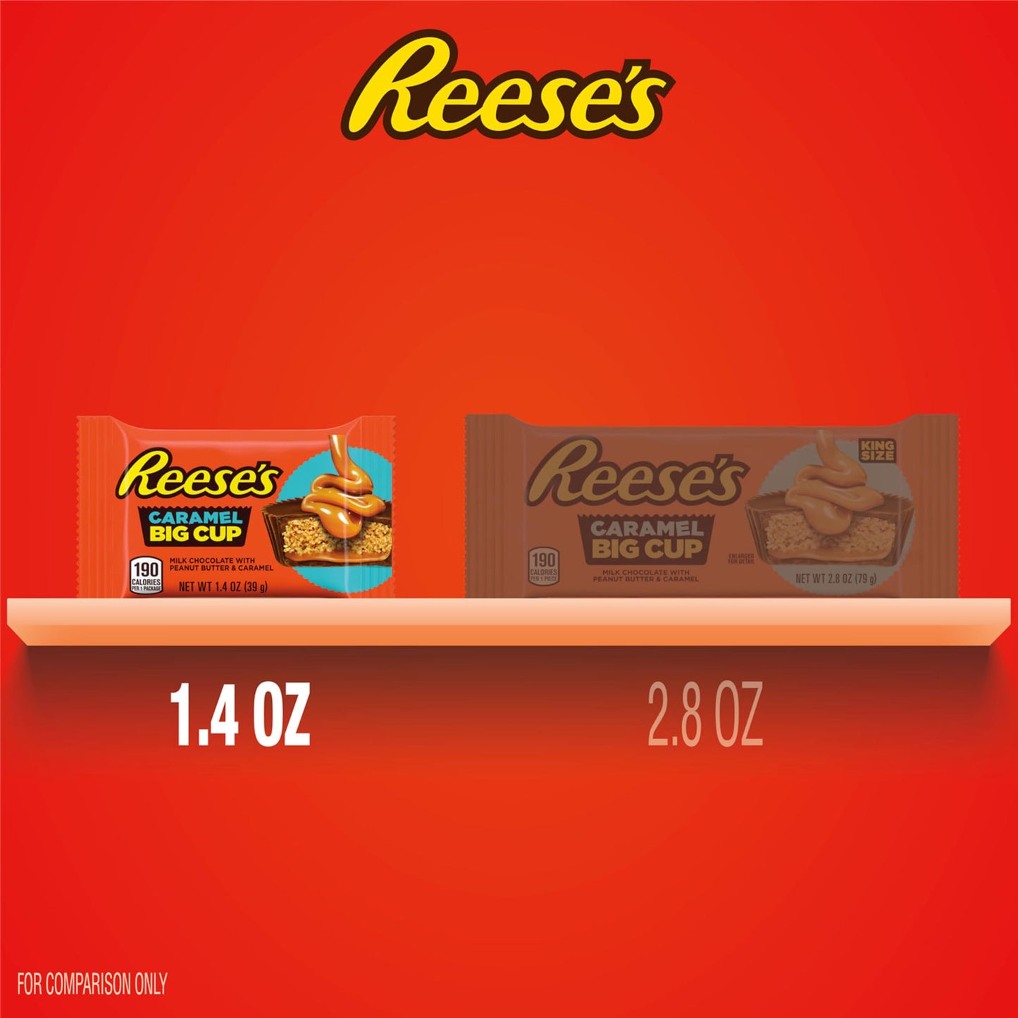 REESE'S Big Cup Caramel Milk Chocolate Peanut Butter Cups, Candy Packs, 1.4 oz (16 Count)