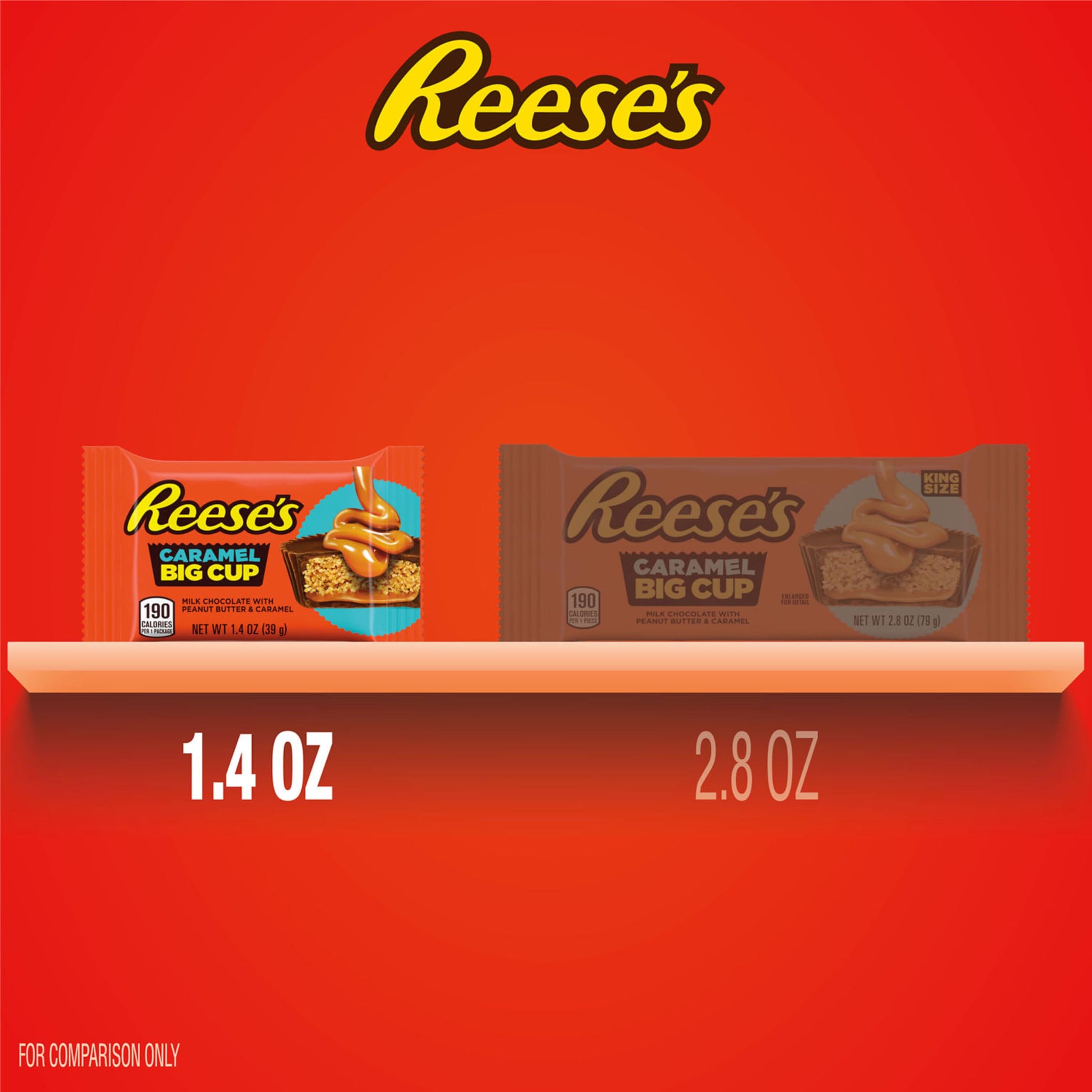 REESE'S Big Cup Caramel Milk Chocolate Peanut Butter Cups, Candy Packs, 1.4 oz (16 Count)