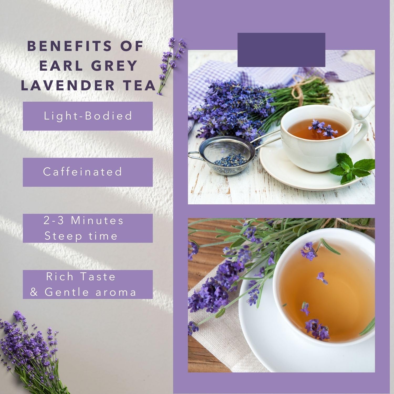 Ceremonie Earl Grey Lavender Tea - Rich Black Tea Infused With Touch of Lavender & Bergamot Essence - Gentle, Light-Bodied, Kosher & Aromatic
