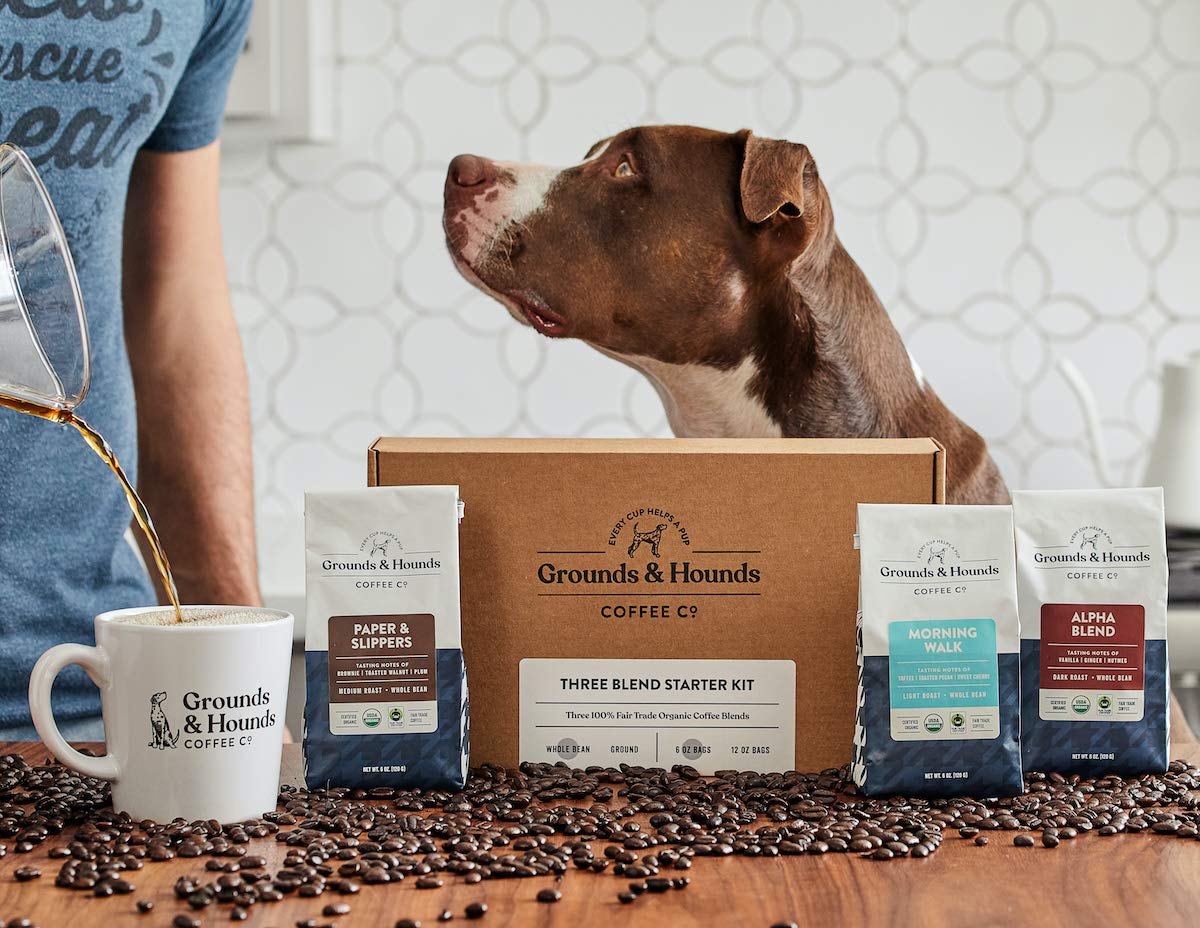 Grounds & Hounds Three Blend Starter Kit - Ground, 100% Organic Coffee Variety Pack, Bulk Ground Coffee, Includes Three 6oz Bags of Our Most Popular