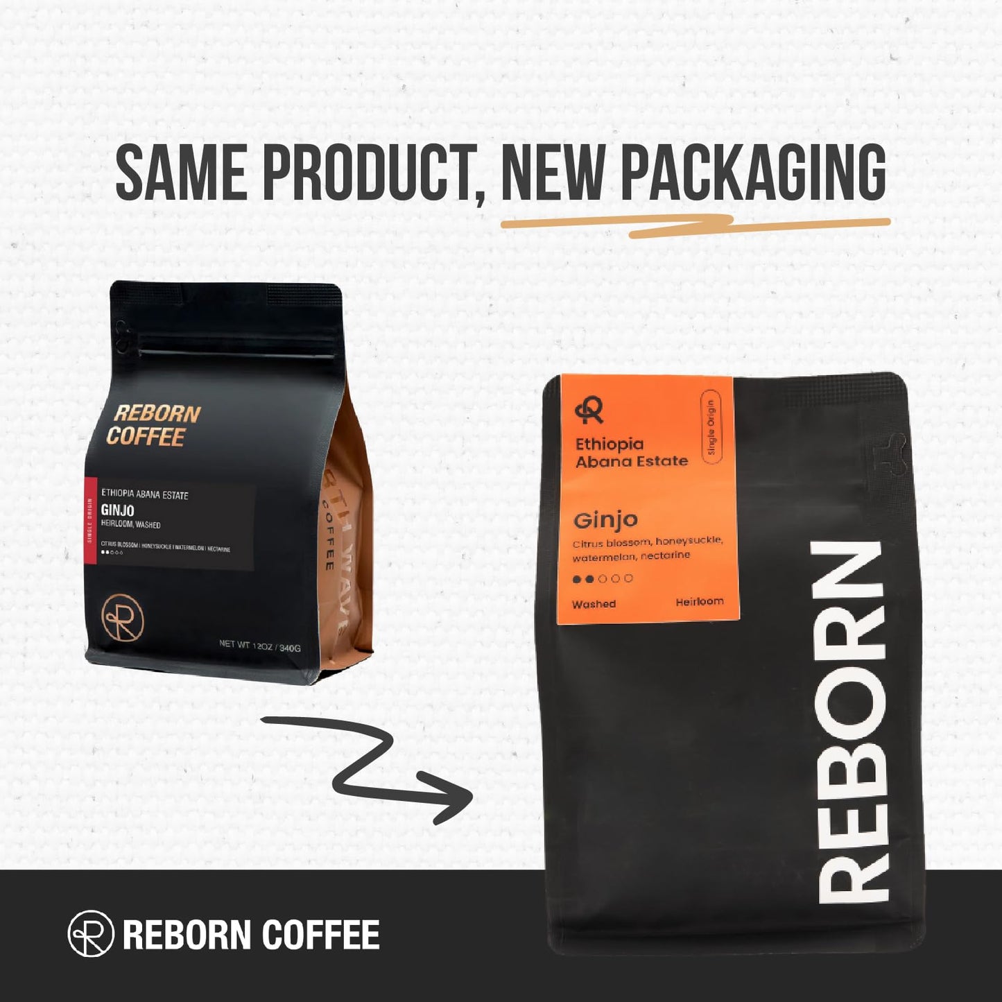 Reborn Coffee Specialty Whole Bean Coffee, Light-Medium Roast, 12 Ounce, Ethiopia Abana Estate Ginjo, Notes of Citrus Blossom, Honeysuckle