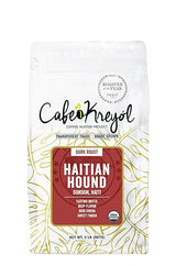 Cafe Kreyol Organic Haitian Hound | 2 lb - Haitian Blue Dark Roast Coffee - Whole Bean Coffee, is Smooth Low Acid and Bold, Deep Notes of Chocolate