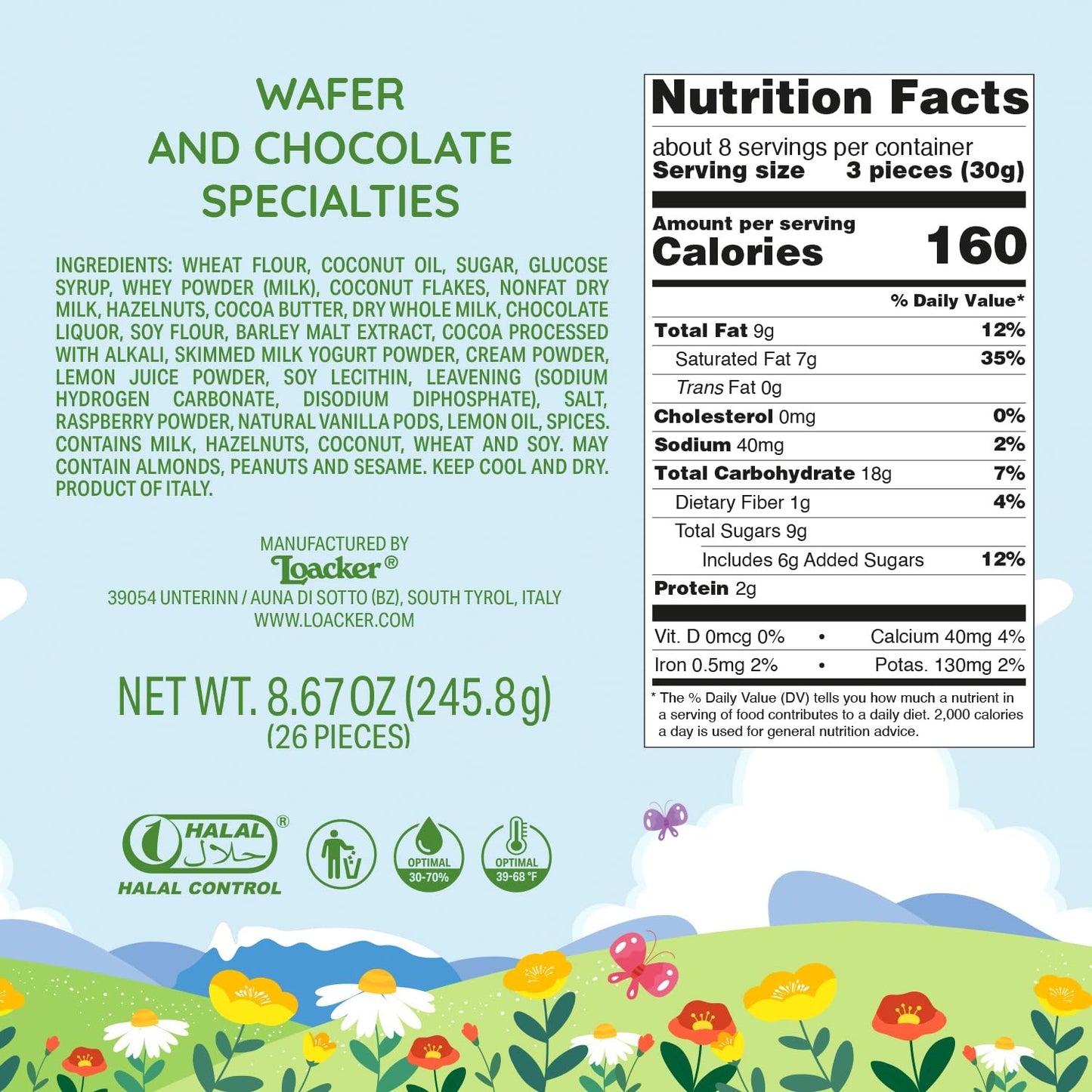 Loacker Spring Gift Box, Premium Wafer Cookies & Chocolate Specialties, 245.8g/8.67oz